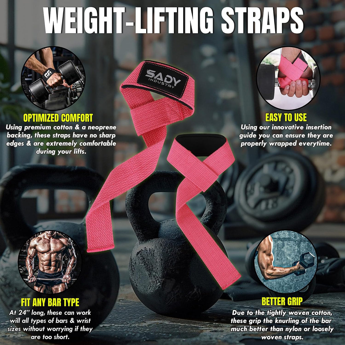 Lifting Wrist Straps for Weightlifting, Weight Lifting Straps Gym Power Workouts Lifting Straps Padded Cotton Men Women Supportive Lift Deadlift Strap