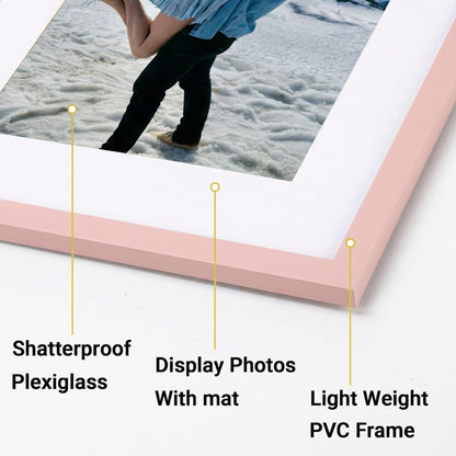 14 Pack Pink Picture Frames Set, 2pcs 11x14 Matted for 8x10, 6pcs 8x10 Matted for 5x7, 6pcs 5x7 Matted for 4x6, Gallery Frame Collage for Wall or Tabletop Display