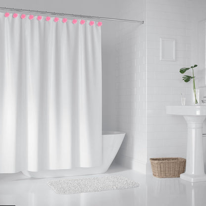 Rose Shower Curtain Hooks, Glow in The Dark, Pretty Floral Themed Elegant Bathroom Decor, Pink