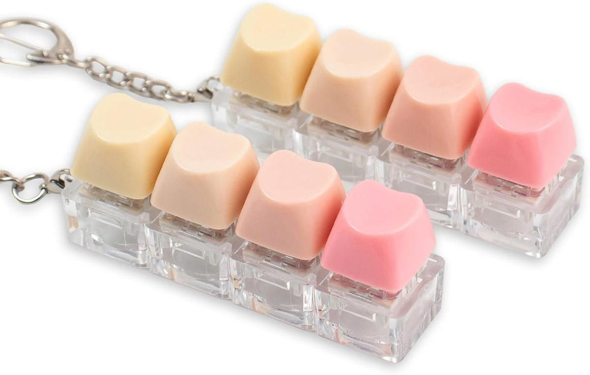 2 PCS Heart-Shaped Keyboard Fidget Toy for Adult, 4 Keys Clicky Keychain