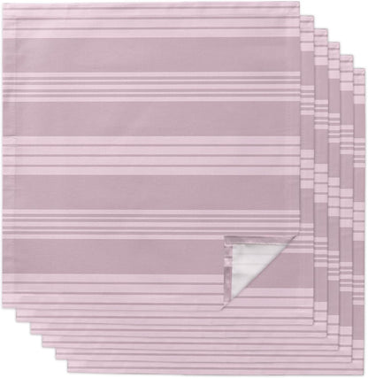 Modern Minimalist Lines Cloth Napkins Set of 6, Holiday Napkins for Baby Shower, Pink Lines Stripes Pattern Washable Reusable Dinner Napkin for Cocktail Wedding Party, 20 x 20 Inch