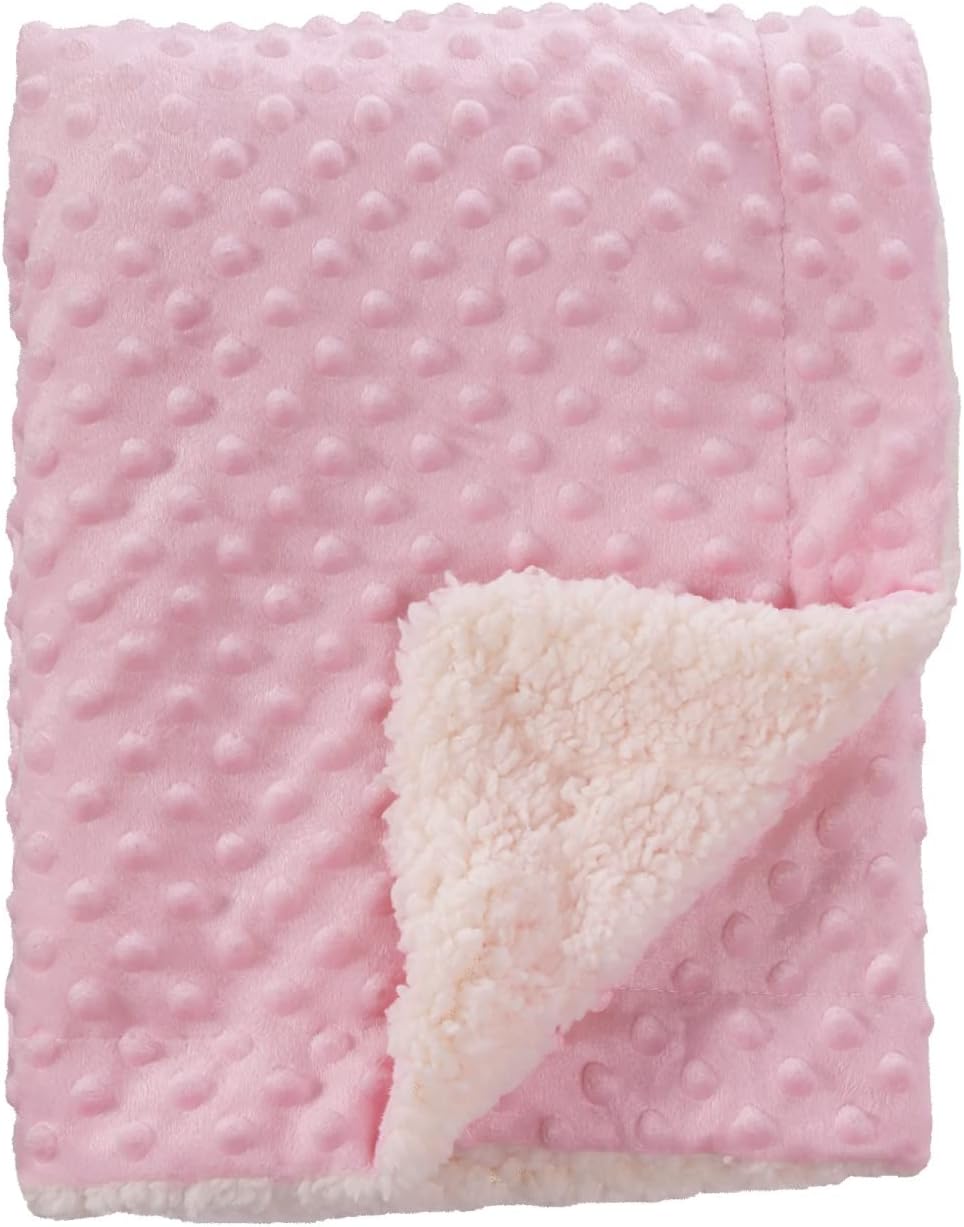 Cozy Soft and Warm Sherpa Baby Blanket for Infant Toddler's Crib Cot Stroller Gift for Baby Girls All Season Use(30"X40" Pink Dot)