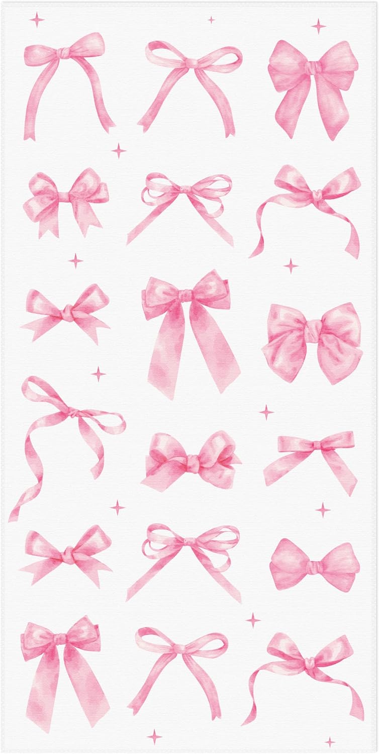 Coquette Pink Bow Beach Towel for Girls Women, 30 x 60 Inch