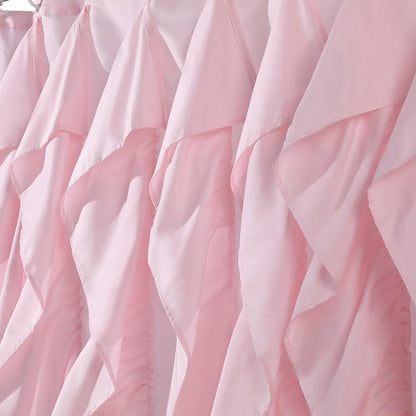 Volens Pink Ruffle Shower Curtain Farmhouse Fabric Cloth Curtains for Bathroom, 72x72 in Long