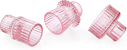 Taper Glass Candlestick Holders Tealight Candle Holders for Table Centerpieces, Wedding Decor and Dinner Party (6 Pcs, Pink)