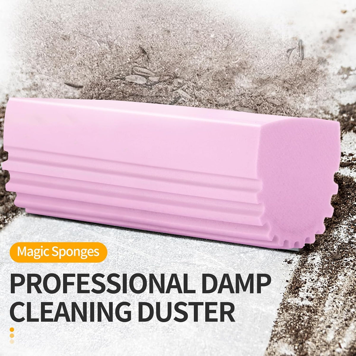 Damp Clean Duster Sponge,4pack Magic Sponge Eraser,Reusable Damp Dusting Sponge Household Cleaning for Blinds, Glass, Baseboards,Radiators,Window Track Grooves(Pink)