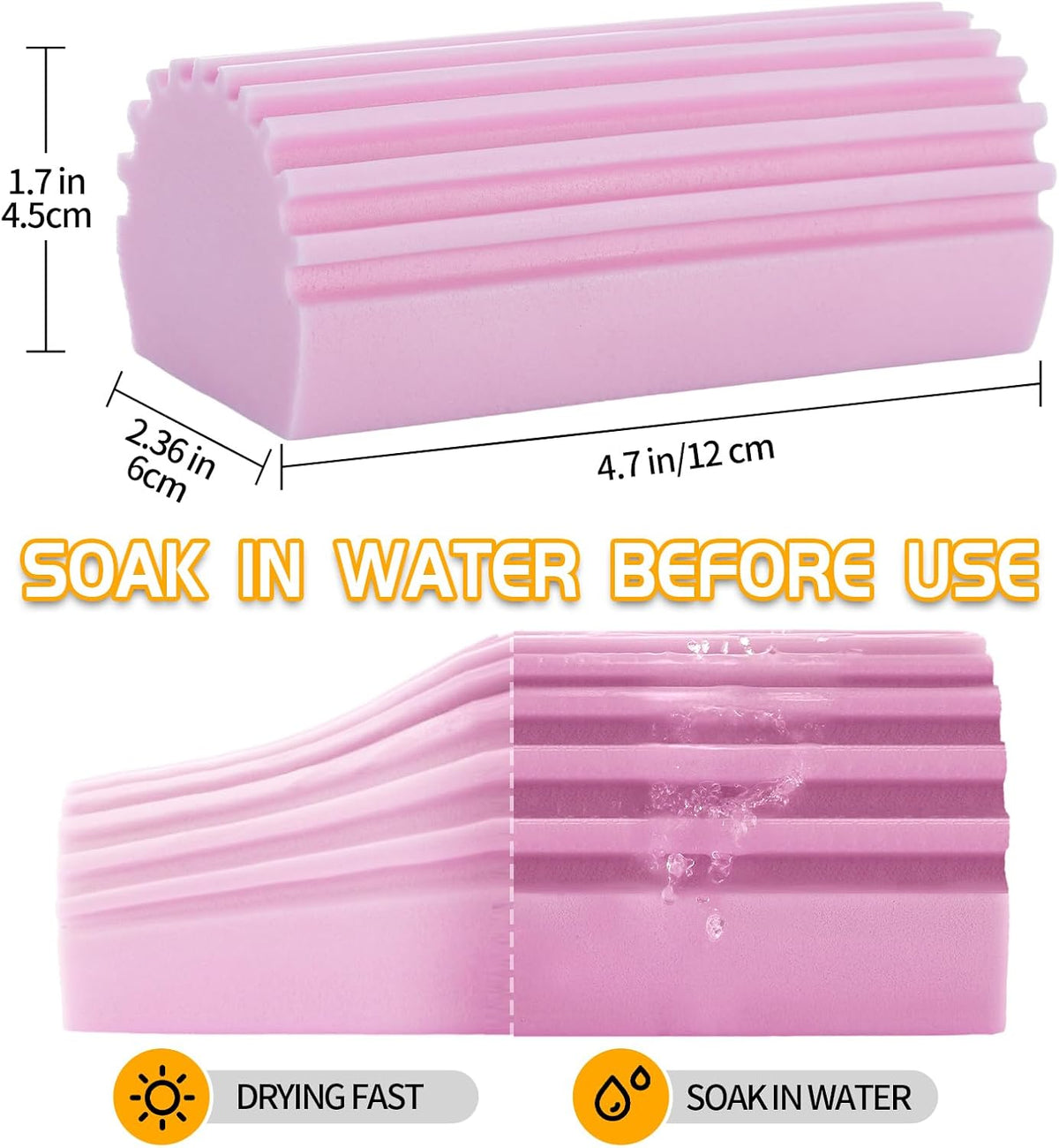 Damp Clean Duster Sponge,4pack Magic Sponge Eraser,Reusable Damp Dusting Sponge Household Cleaning for Blinds, Glass, Baseboards,Radiators,Window Track Grooves(Pink)