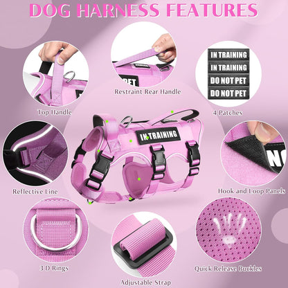 Escape Proof Dog Harness with Double Handle+4 Removable Patches