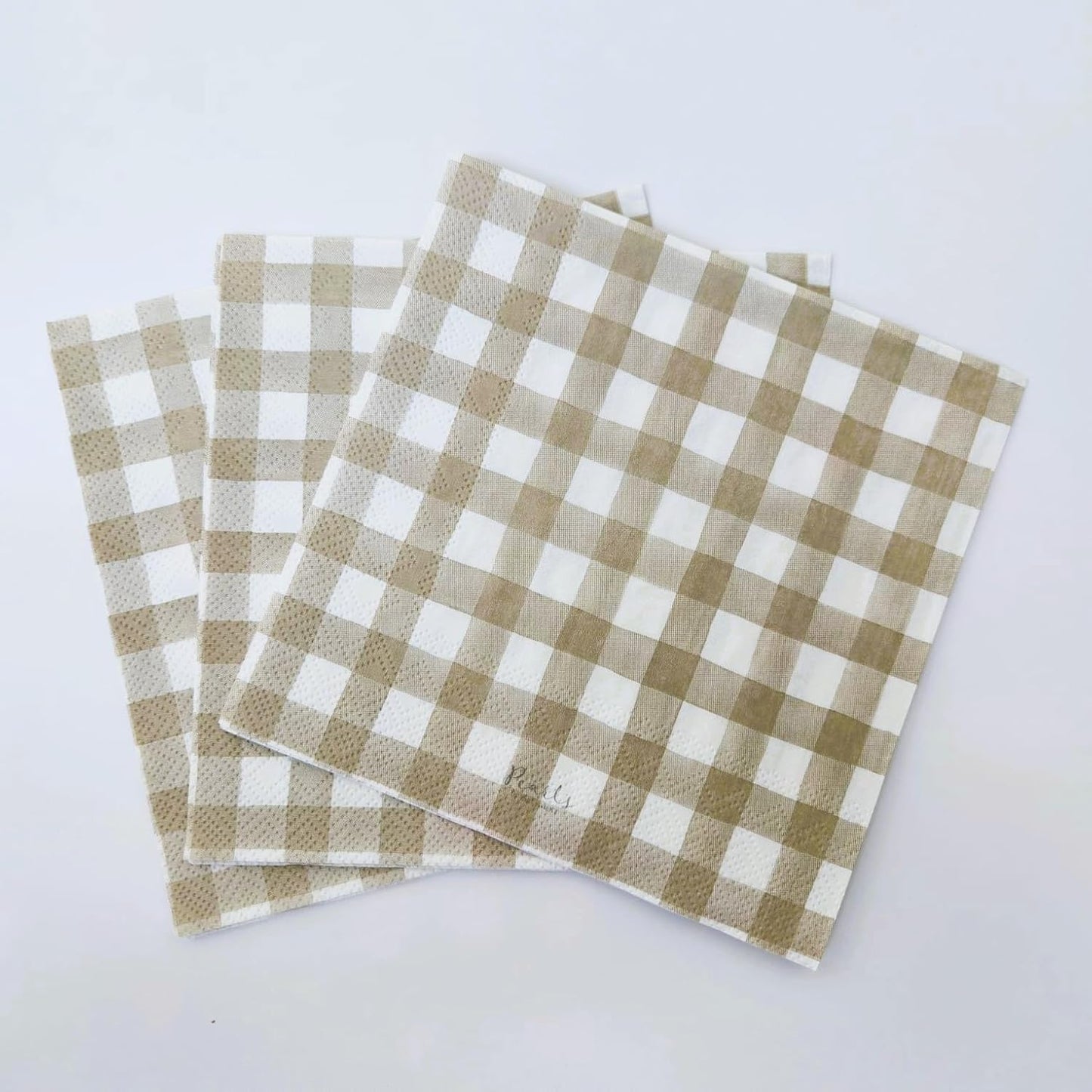 Beige Buffalo Check Luncheon Napkins – 20 Count | Farmhouse Style Disposable Party Napkins for Dinners, Picnics & Events