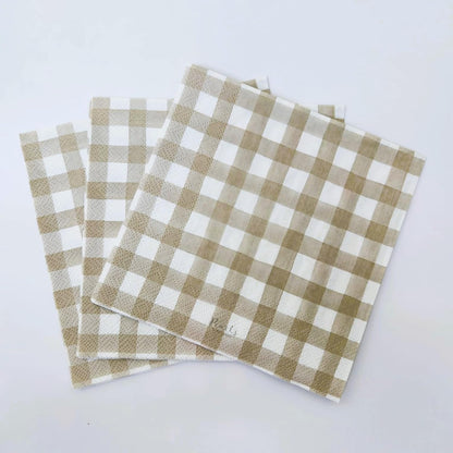 Beige Buffalo Check Luncheon Napkins – 20 Count | Farmhouse Style Disposable Party Napkins for Dinners, Picnics & Events