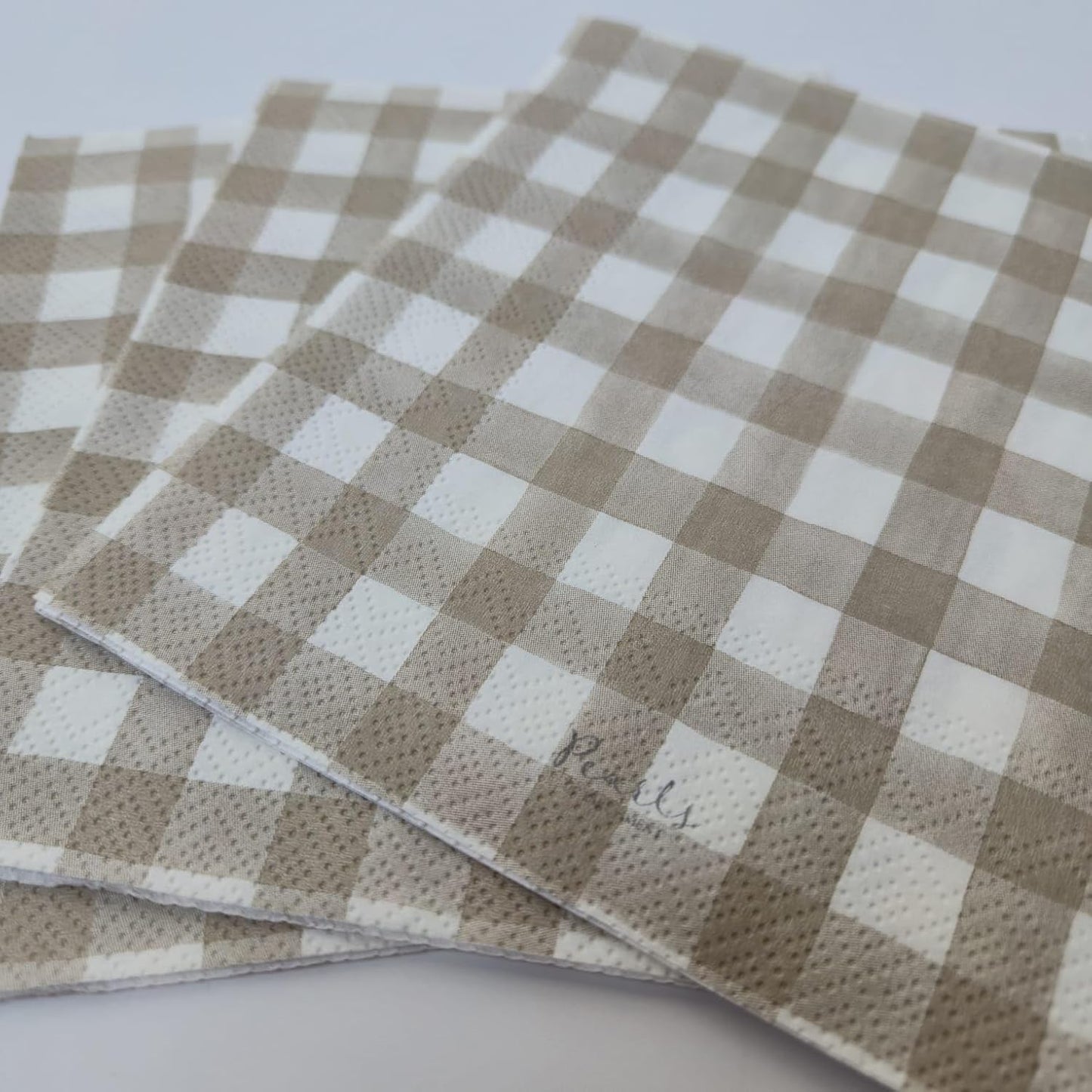 Beige Buffalo Check Luncheon Napkins – 20 Count | Farmhouse Style Disposable Party Napkins for Dinners, Picnics & Events