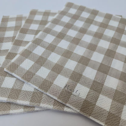 Beige Buffalo Check Luncheon Napkins – 20 Count | Farmhouse Style Disposable Party Napkins for Dinners, Picnics & Events