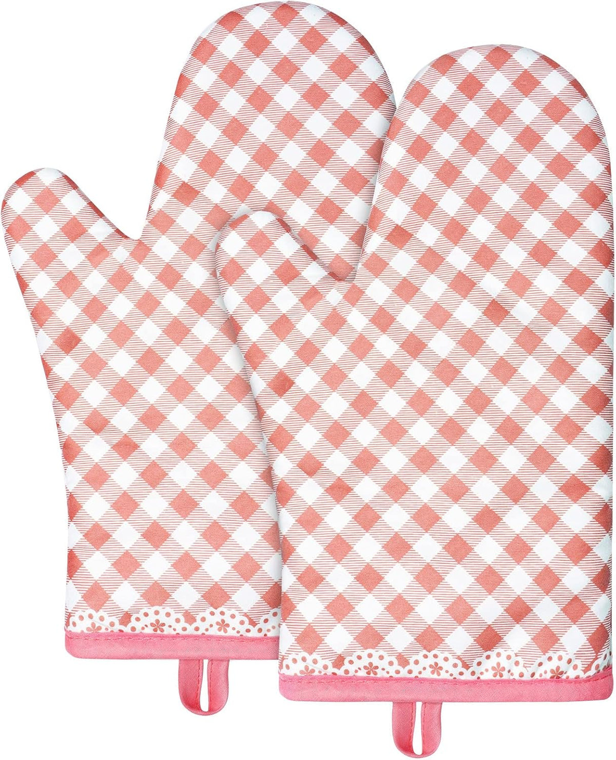 Pink Oven Mitts, 1 Pair Kitchen Mittens, 392°F Heat Resistant