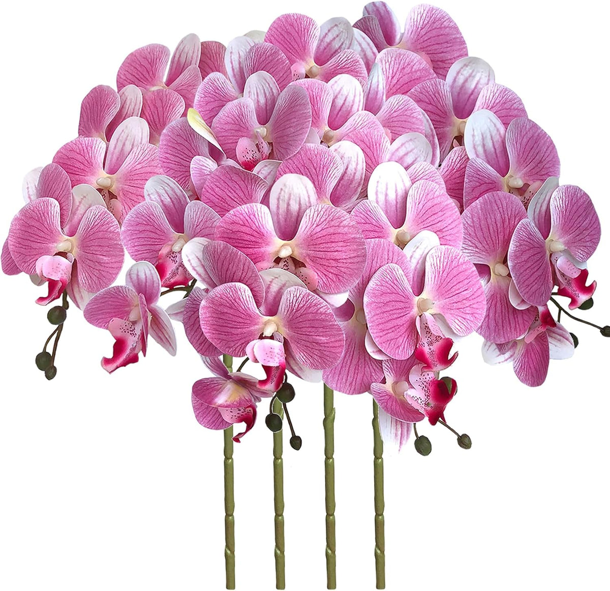32 Inch Artificial Phalaenopsis Flowers 4 Pcs Artificial Orchid Flowers Fake Flowers Stem Plants for Home Décor (Pink)