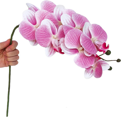 32 Inch Artificial Phalaenopsis Flowers 4 Pcs Artificial Orchid Flowers Fake Flowers Stem Plants for Home Décor (Pink)