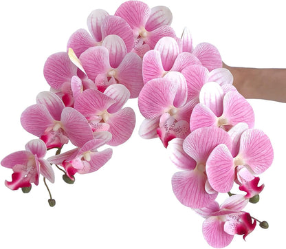 32 Inch Artificial Phalaenopsis Flowers 4 Pcs Artificial Orchid Flowers Fake Flowers Stem Plants for Home Décor (Pink)