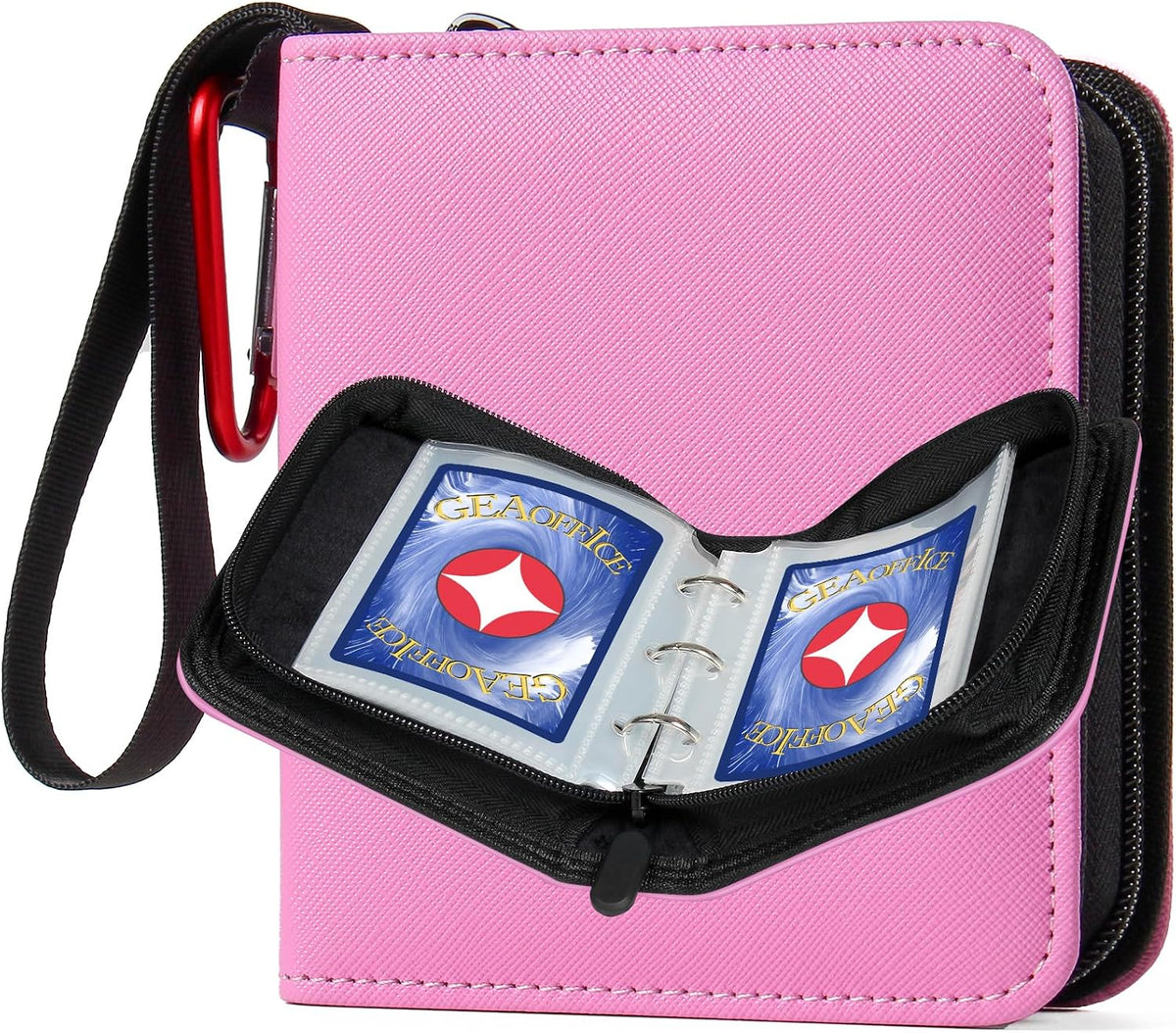 1 Pocket Mini Trading Card Binder Holds 80 Cards with Zip, Pink