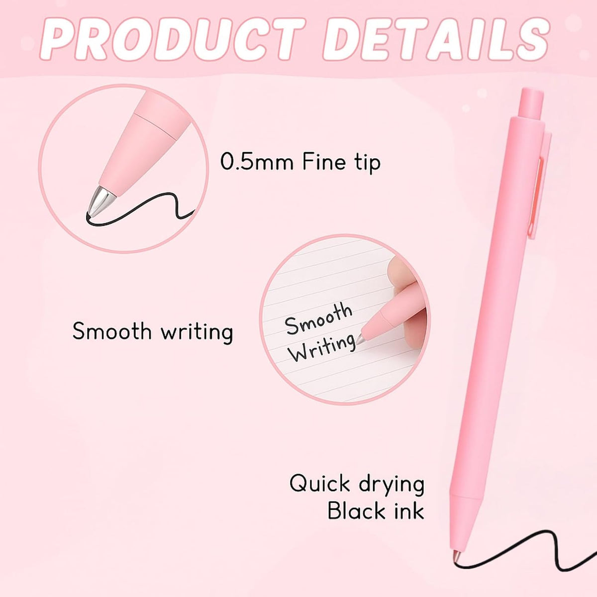 50 Pcs Ballpoint Pens Bulk – Blush Pink – Cute Pens Bulk with Black Ink – Smooth Writing for Bridal Shower & Office Use(Blush Pink)