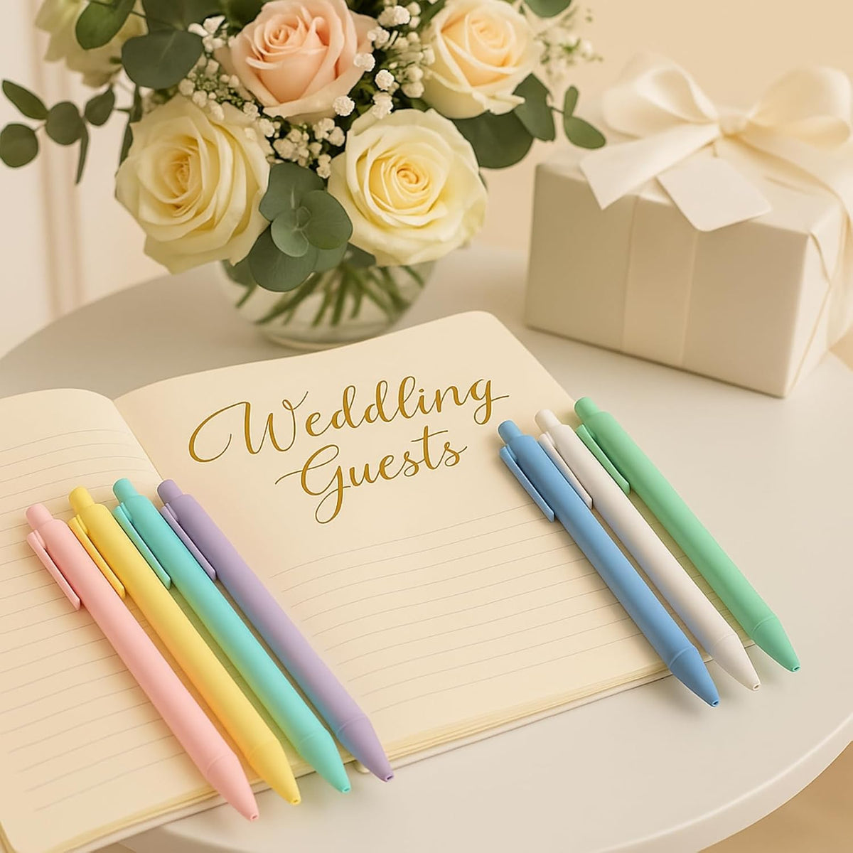 50 Pcs Ballpoint Pens Bulk – Blush Pink – Cute Pens Bulk with Black Ink – Smooth Writing for Bridal Shower & Office Use(Blush Pink)