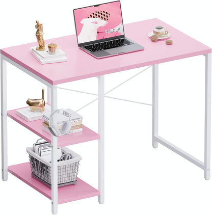32 Inch Small Computer Desk with Shelves for Bedroom Small Spaces