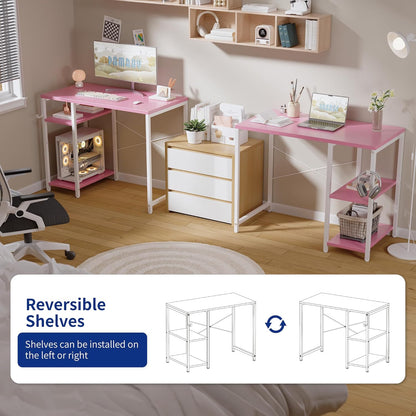 32 Inch Small Computer Desk with Shelves for Bedroom Small Spaces