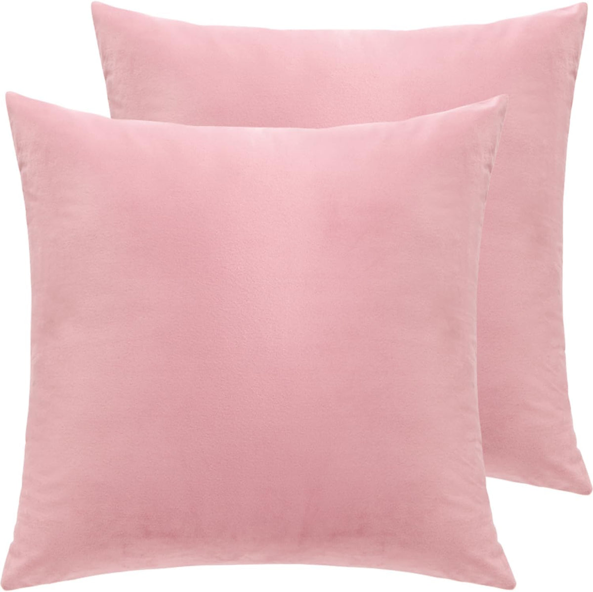Velvet Decorative Throw Pillow Covers, Soft Square Cushion Case Home Decor for Living Room Couch Bed Sofa, Set of 2 Pack, Pink, 18x18 Inch