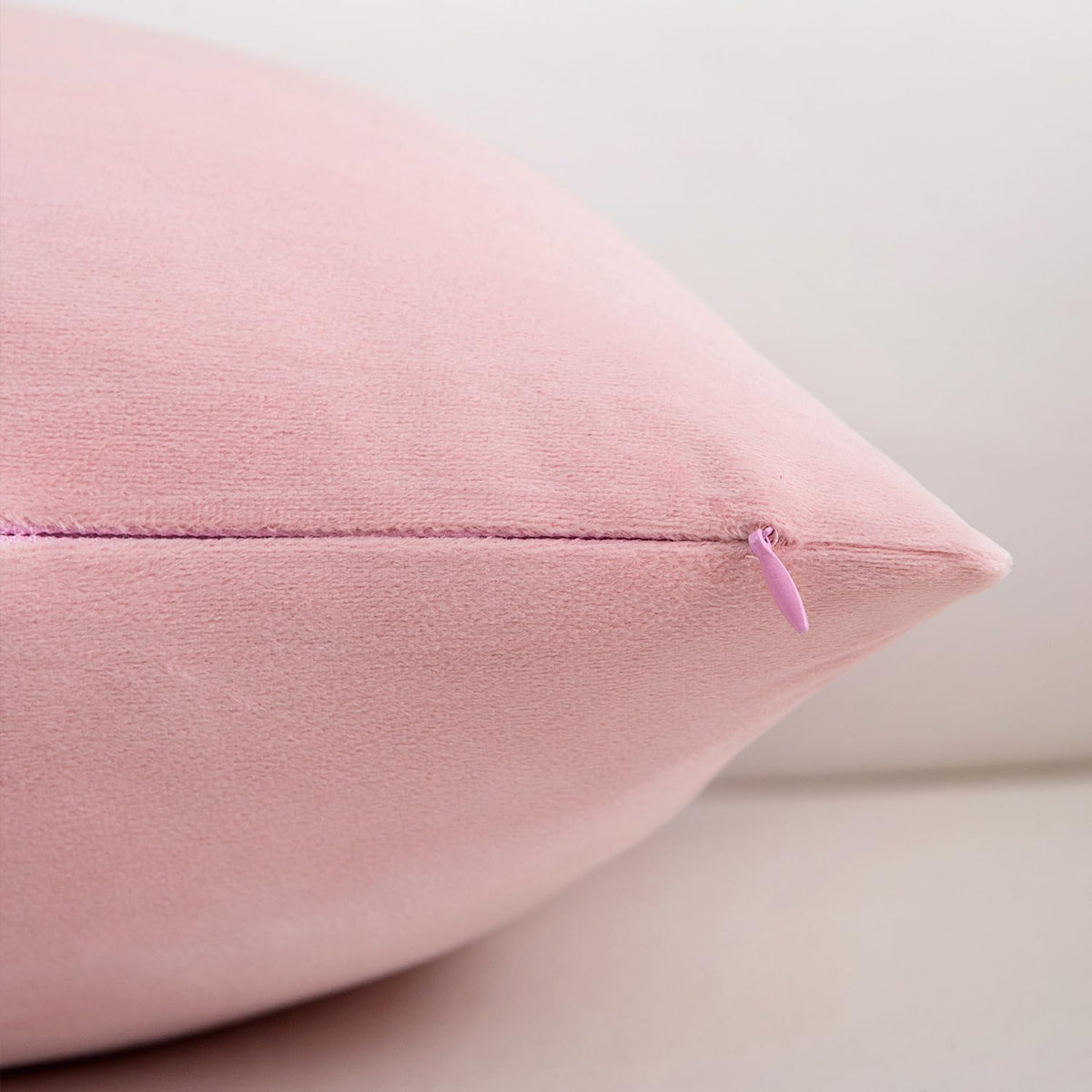Velvet Decorative Throw Pillow Covers, Soft Square Cushion Case Home Decor for Living Room Couch Bed Sofa, Set of 2 Pack, Pink, 18x18 Inch