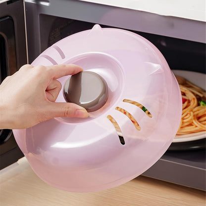 Microwave Splatter Cover with Enlarge Perforated Steam Vents Microwave Cover Space-Saving, Microwave Plate Cover for Pot Plate Bowl(Pink)