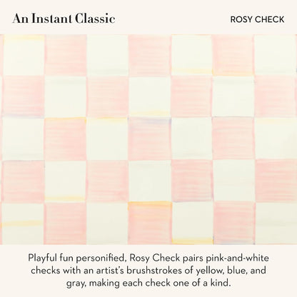 Enamel Pet Dish, Medium, Pink-and-White Rosy Check