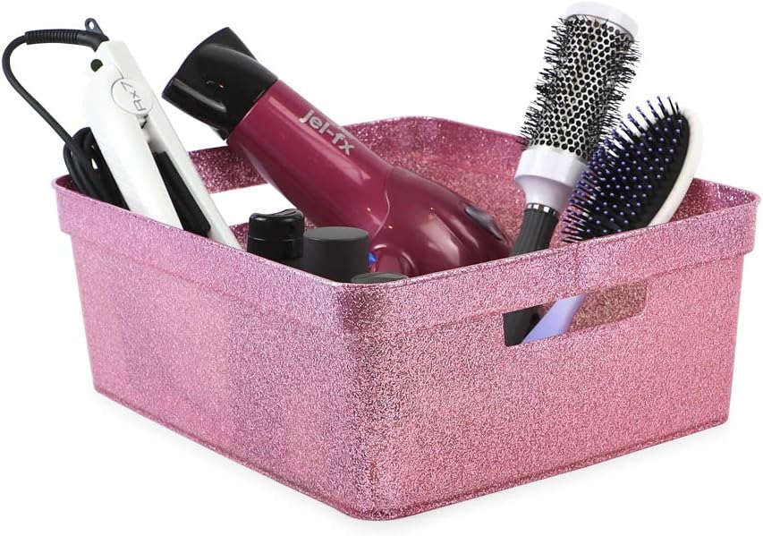 Medium Glitter Storage Bin Set (14” x 11.5” x 5.5”) - Pink