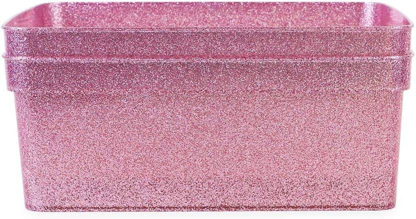 Medium Glitter Storage Bin Set (14” x 11.5” x 5.5”) - Pink