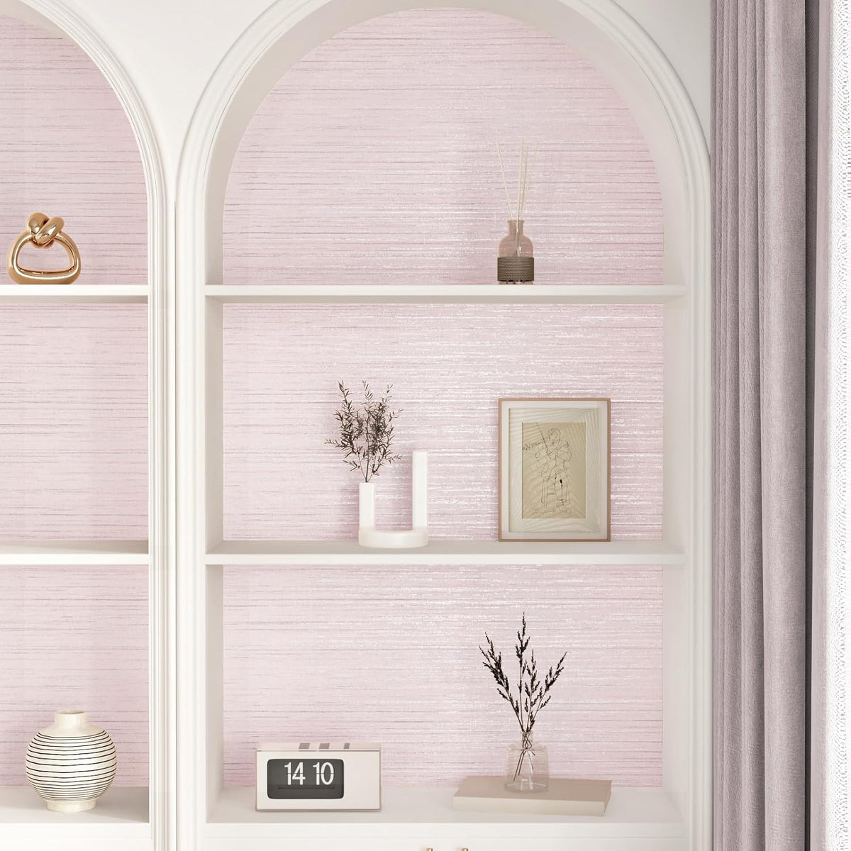 Pink Grasscloth Peel and Stick Wallpaper for Bedroom Self Adhesive Faux Grasscloth Wallpaper Textured Modern Wall Paper for Girl Room Pink Countertop Contact Paper for Bathroom Liner Locker