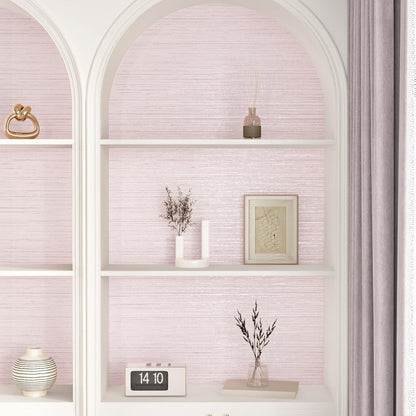Pink Grasscloth Peel and Stick Wallpaper for Bedroom Self Adhesive Faux Grasscloth Wallpaper Textured Modern Wall Paper for Girl Room Pink Countertop Contact Paper for Bathroom Liner Locker