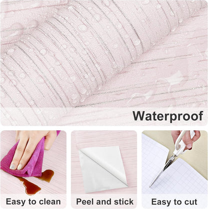 Pink Grasscloth Peel and Stick Wallpaper for Bedroom Self Adhesive Faux Grasscloth Wallpaper Textured Modern Wall Paper for Girl Room Pink Countertop Contact Paper for Bathroom Liner Locker