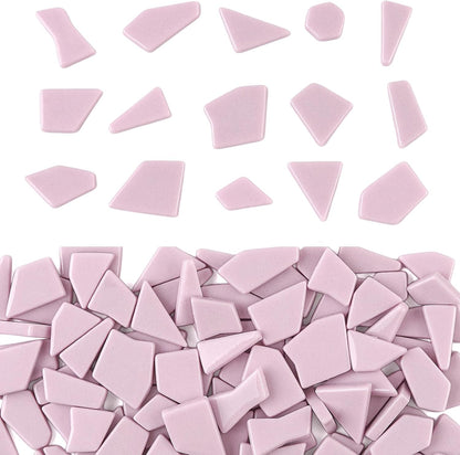 200g Pink Mosaic Tiles for Crafts Bulk,Glossy Mosaic Glass