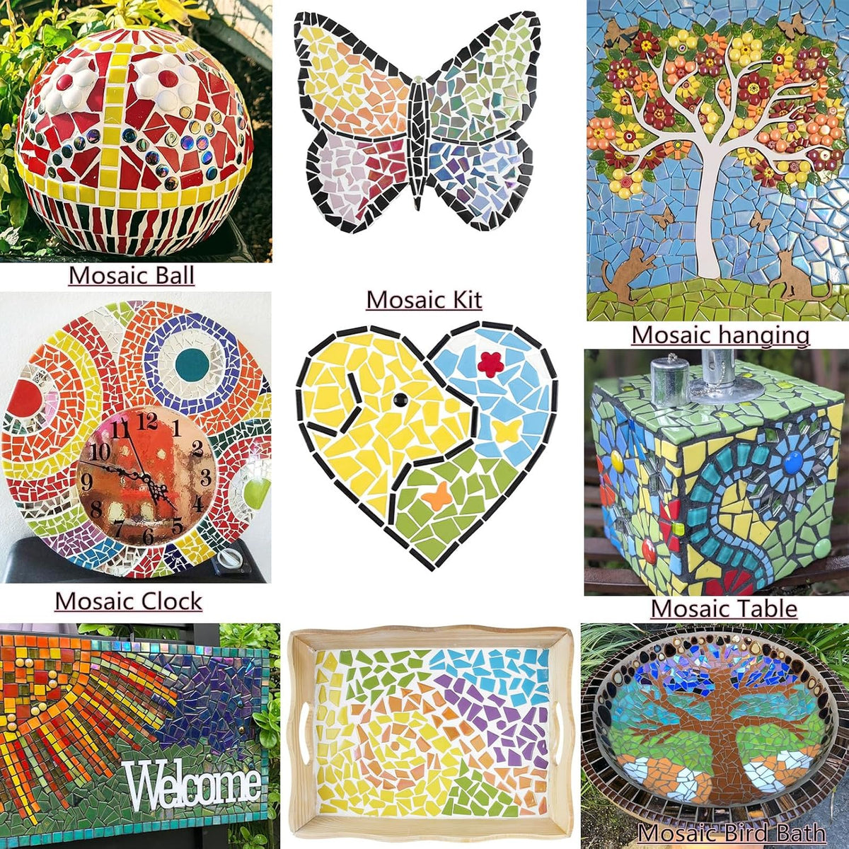 200g Pink Mosaic Tiles for Crafts Bulk,Glossy Mosaic Glass