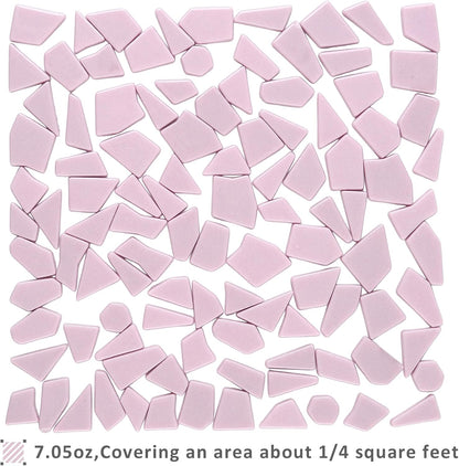 200g Pink Mosaic Tiles for Crafts Bulk,Glossy Mosaic Glass