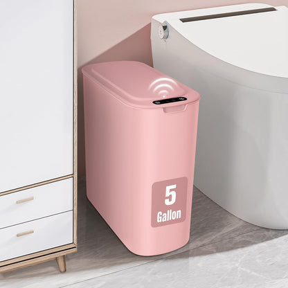 5 Gallon Automatic Bathroom Trash Can with Lid, Pink, Touchless