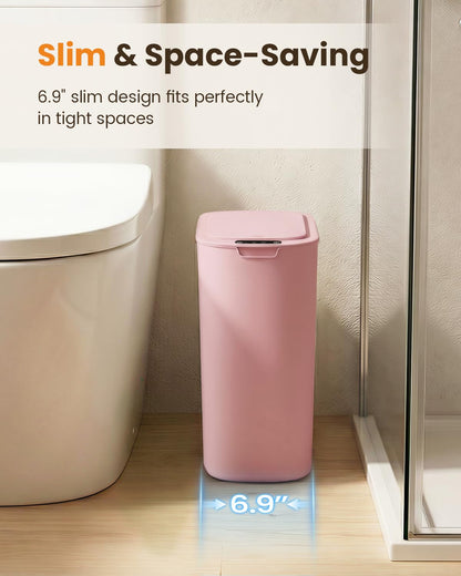 5 Gallon Automatic Bathroom Trash Can with Lid, Pink, Touchless