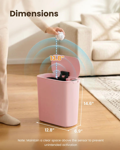 5 Gallon Automatic Bathroom Trash Can with Lid, Pink, Touchless