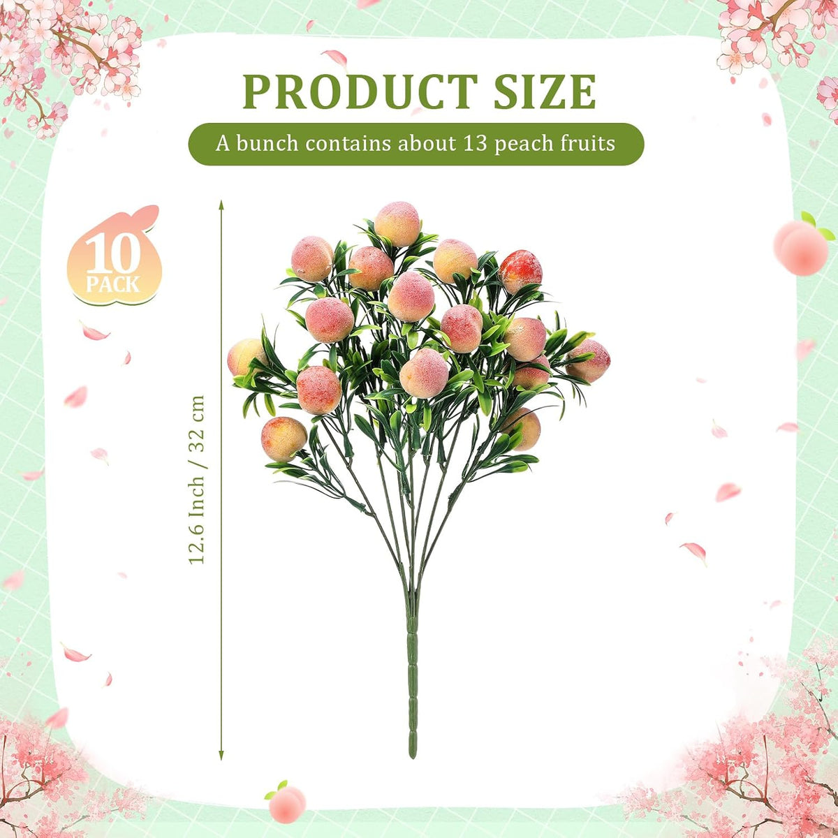 Daifunli Peach 10 Pcs Fake Branches 12.6 Inch
