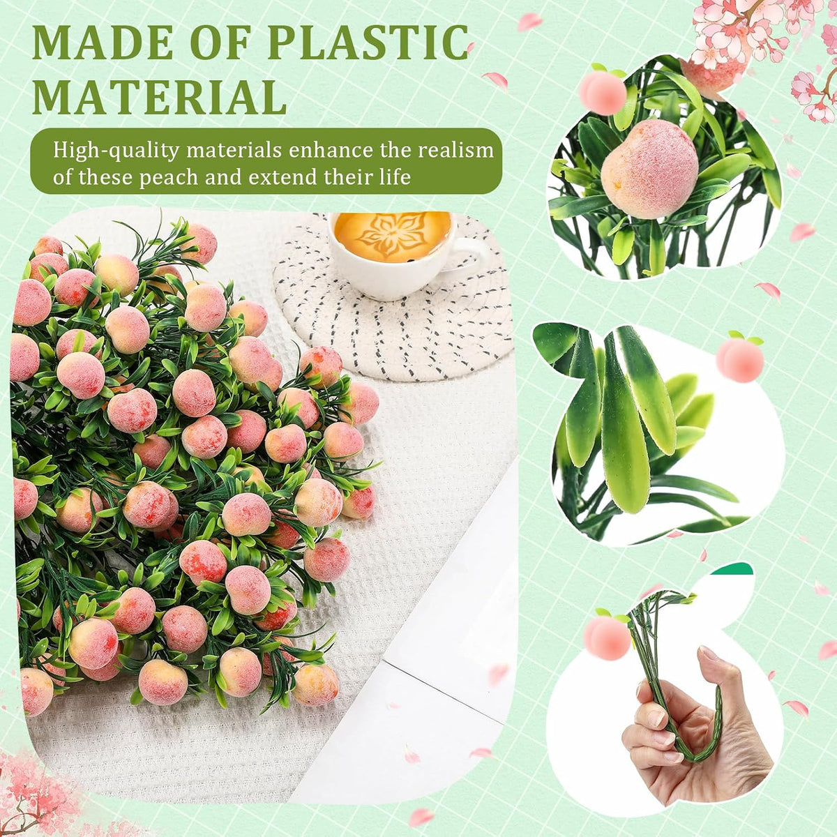 Daifunli Peach 10 Pcs Fake Branches 12.6 Inch