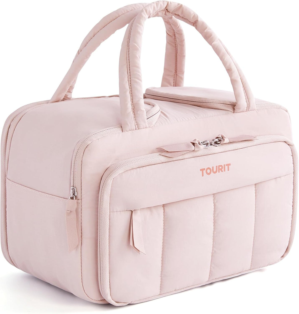 Lunch Box for Women, Double-Sided Compartment with Ice Pack, Multi-Pockets Design for Work, Outdoors, Baby Pink