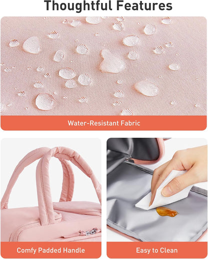 Lunch Box for Women, Double-Sided Compartment with Ice Pack, Multi-Pockets Design for Work, Outdoors, Baby Pink