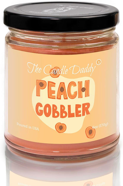 Peach Gobbler - Delicious Peach Scented - Funny 6 Oz Jar Candle - 40 Hour Burn Time