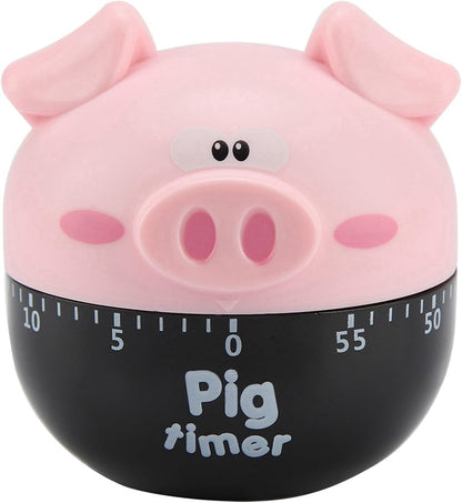 Cute Cartoon Pig Kitchen Timer Mechanical Timers Counters for Cooking Timing Tool Portable Alarm Clock Kitchen Cooking Tool Cooking Mechanical Home Decor Counter (Pink)