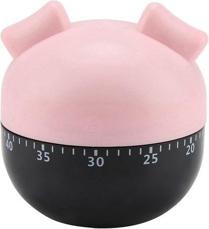 Cute Cartoon Pig Kitchen Timer Mechanical Timers Counters for Cooking Timing Tool Portable Alarm Clock Kitchen Cooking Tool Cooking Mechanical Home Decor Counter (Pink)