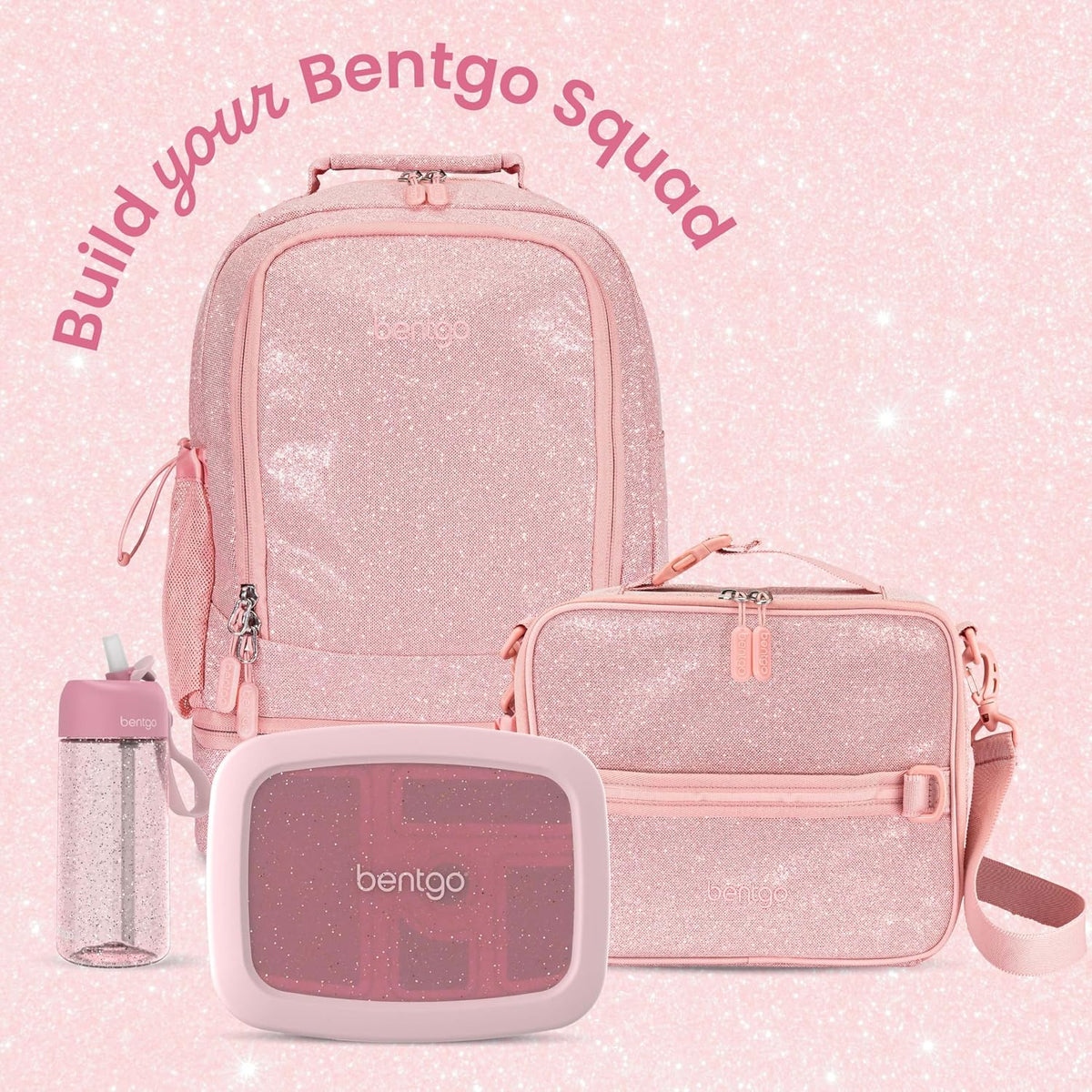 Kids Bento-Style 5-Compartment Leak-Proof Lunch Box - Just-Right Portions Ages 3-7, Durable, Drop-Proof, Dishwasher Safe, PFAS & BPA-Free & Made with Food-Safe Materials (Petal Pink Glitter)