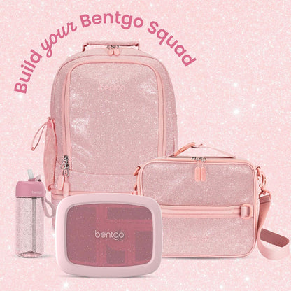 Kids Bento-Style 5-Compartment Leak-Proof Lunch Box - Just-Right Portions Ages 3-7, Durable, Drop-Proof, Dishwasher Safe, PFAS & BPA-Free & Made with Food-Safe Materials (Petal Pink Glitter)
