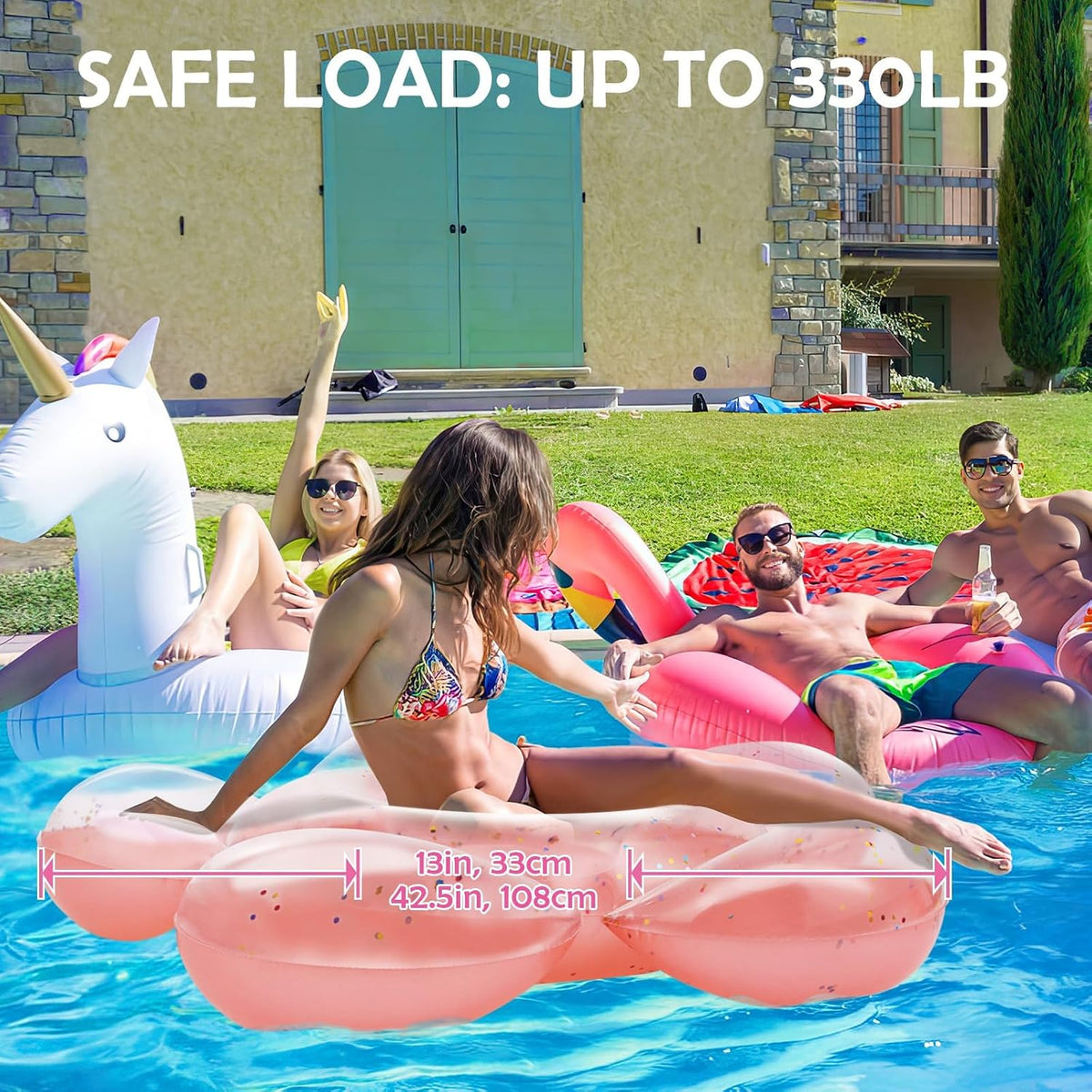 Pool Floats, Inflatable Pool Float, Large Floatie for Bachelorette Party, Swim Tube River Lake Beach Bride Wedding Decor Raft for Adults